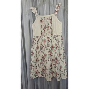 Floral Dress Eyelet Top Ruffle Strap Sleeveless Sundress Girl's Size